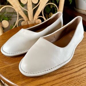Adam Tucker Cream Leather Flats